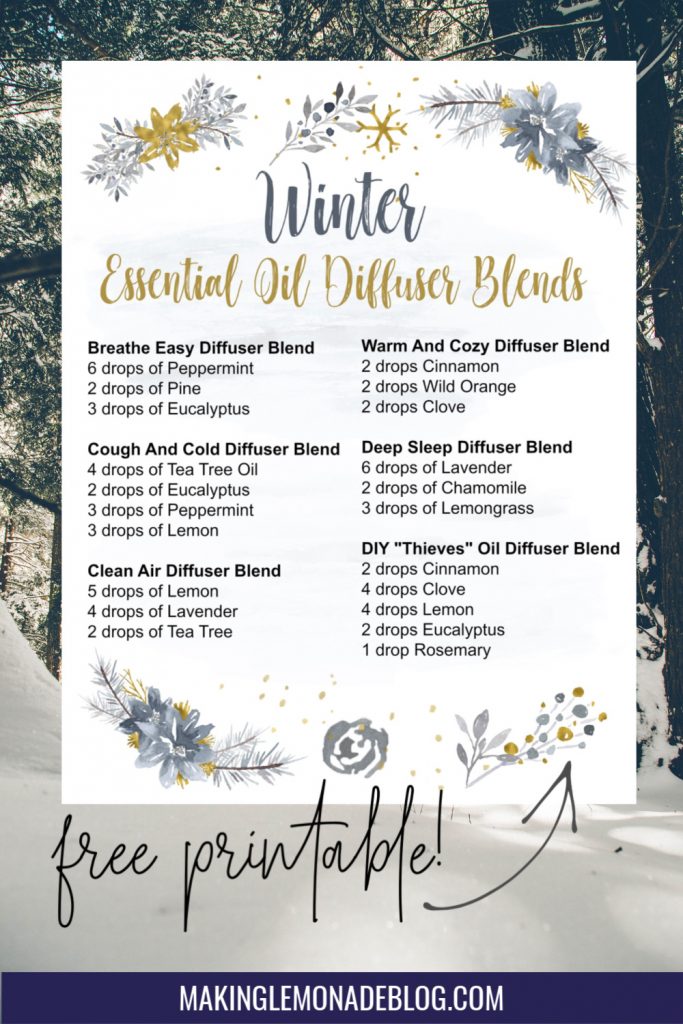 Best Winter Essential Oil Diffuser Recipes (with Free Printable!)
